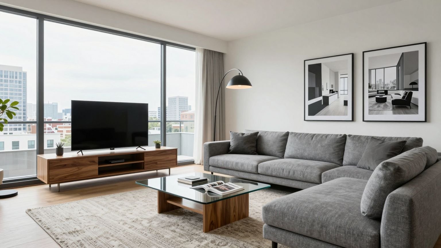 Modern living room with a sectional sofa